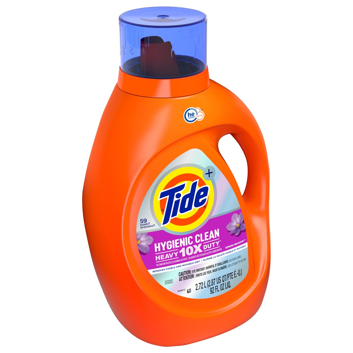 slide 6 of 6, Tide Hygienic Clean Heavy 10x Duty Liquid Laundry Detergent, Spring Meadow, 59 Loads, 92 fl oz, HE Compatible, 92 fl oz