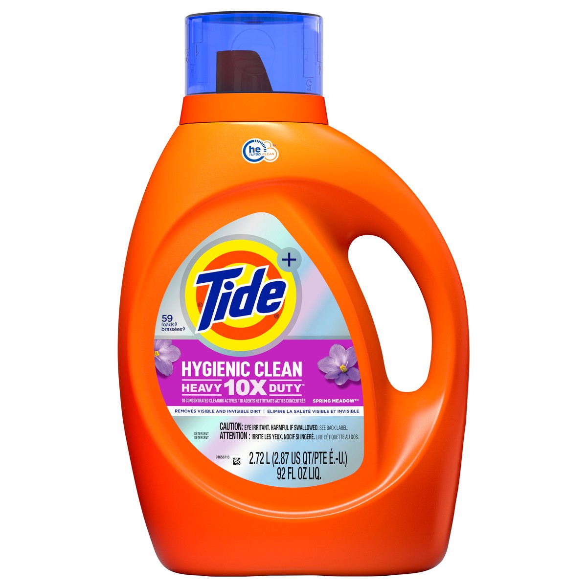 slide 1 of 6, Tide Hygienic Clean Heavy 10x Duty Liquid Laundry Detergent, Spring Meadow, 59 Loads, 92 fl oz, HE Compatible, 92 fl oz