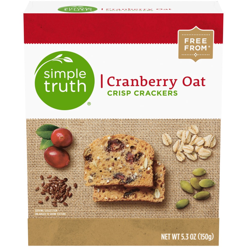 slide 3 of 3, Simple Truth Cranberry Oat Crisp Crackers, 5.3 oz