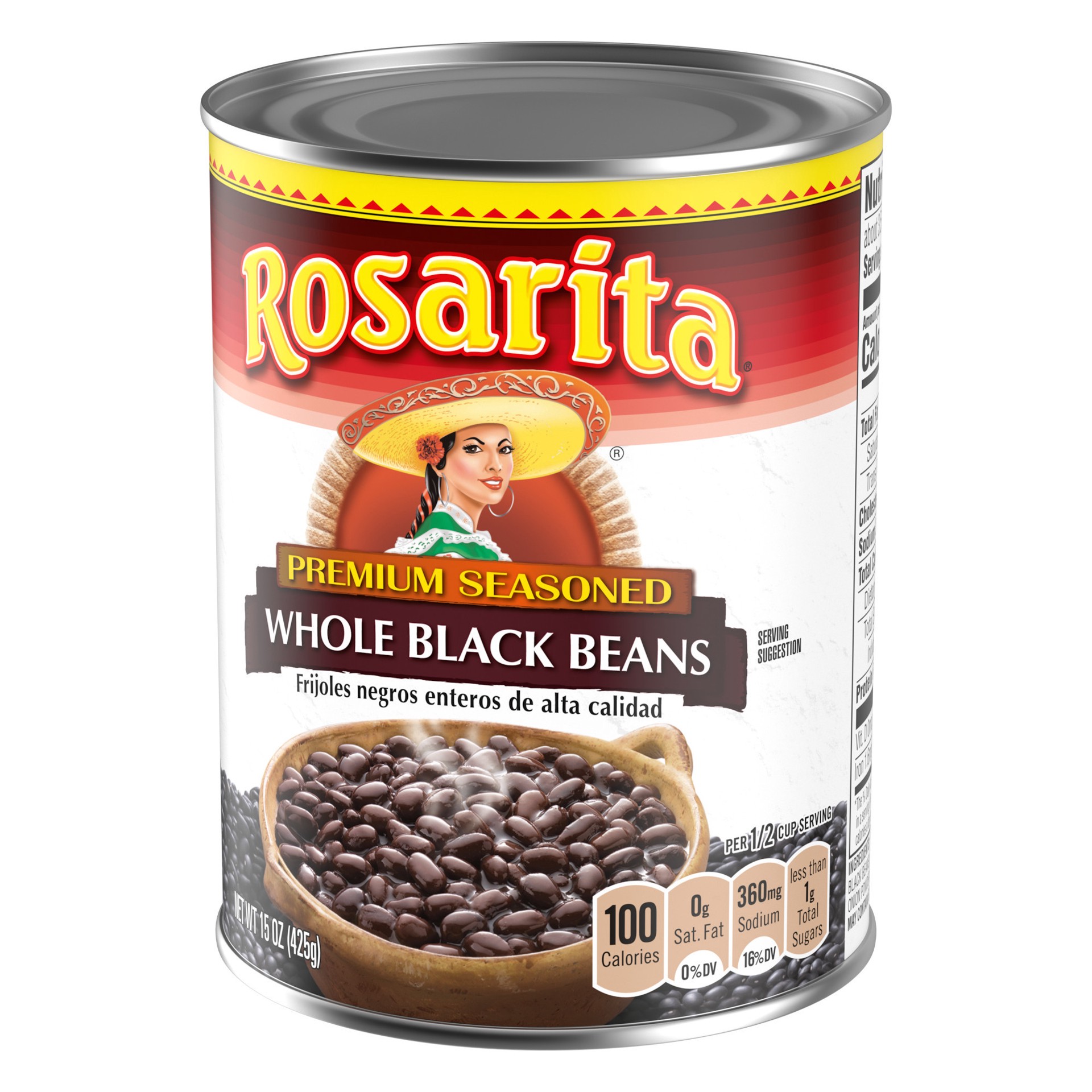 slide 4 of 5, Rosarita Premium Seasoned Whole Black Beans 15 oz, 15 oz