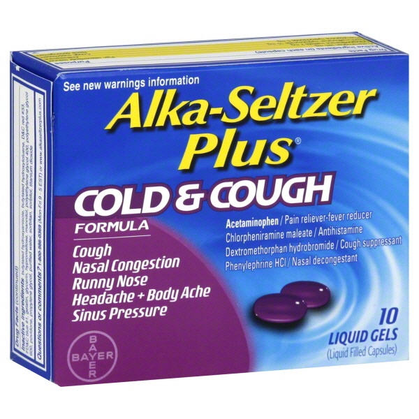 slide 1 of 1, Alka-Seltzer Plus Cough & Cold Liquid Gels, 10 ct