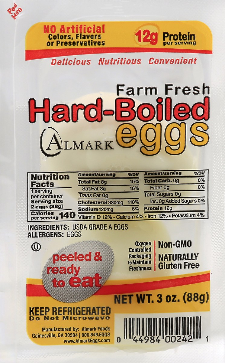 slide 2 of 9, Almark Foods 2 Pack Cooked & Peeled Egg, 3 oz