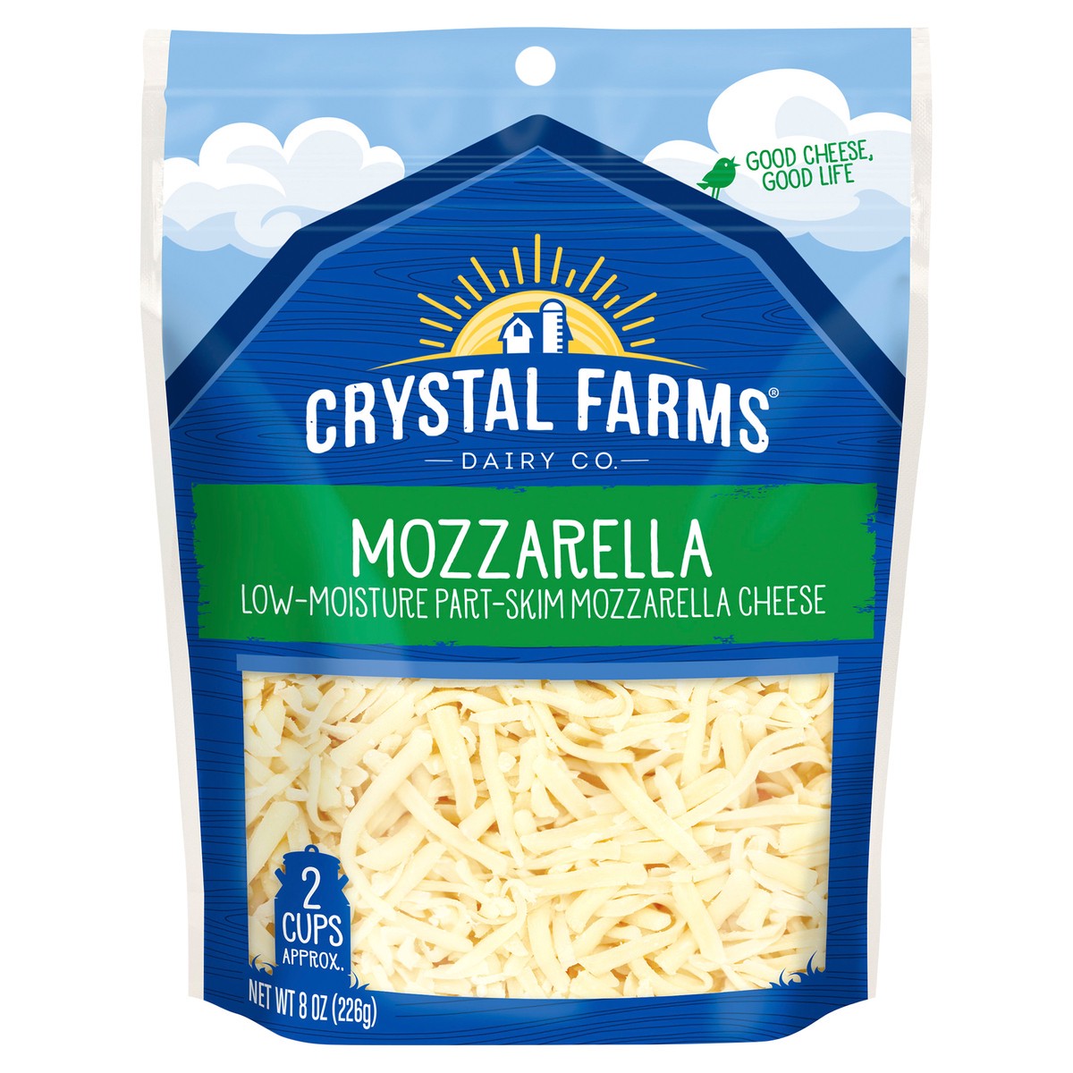 slide 1 of 1, Crystal Farms Mozzarella Shred Chees, 8 oz