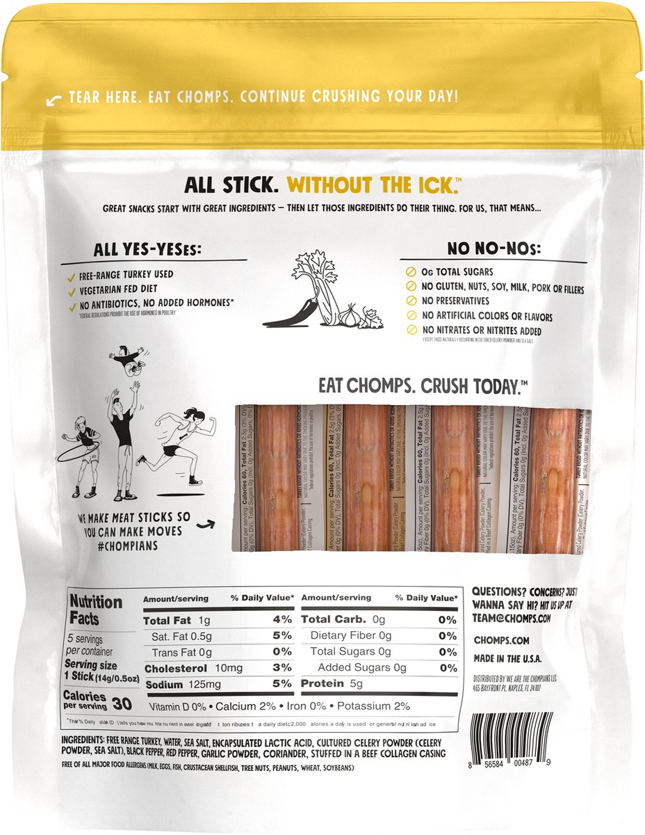 slide 3 of 3, Chomps CHOMPLINGS Original Turkey Mini Meat Sticks, 6 Count, 6 ct