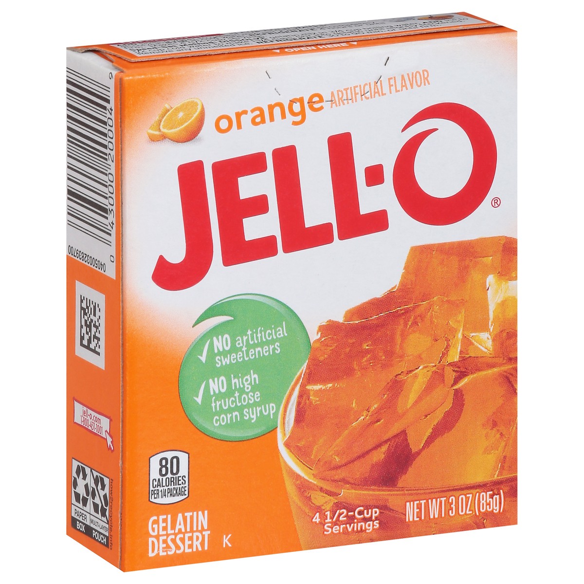 slide 9 of 9, Jell-O Orange Artificially Flavored Gelatin Dessert Mix, 3 oz Box, 3 oz