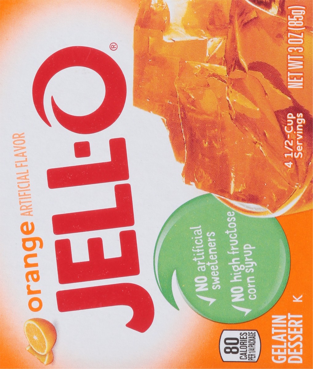 slide 6 of 9, Jell-O Orange Artificially Flavored Gelatin Dessert Mix, 3 oz Box, 3 oz