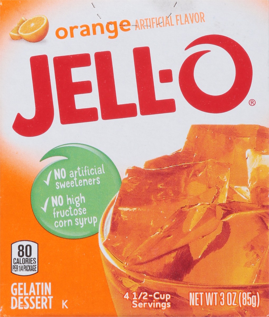 slide 3 of 9, Jell-O Orange Artificially Flavored Gelatin Dessert Mix, 3 oz Box, 3 oz