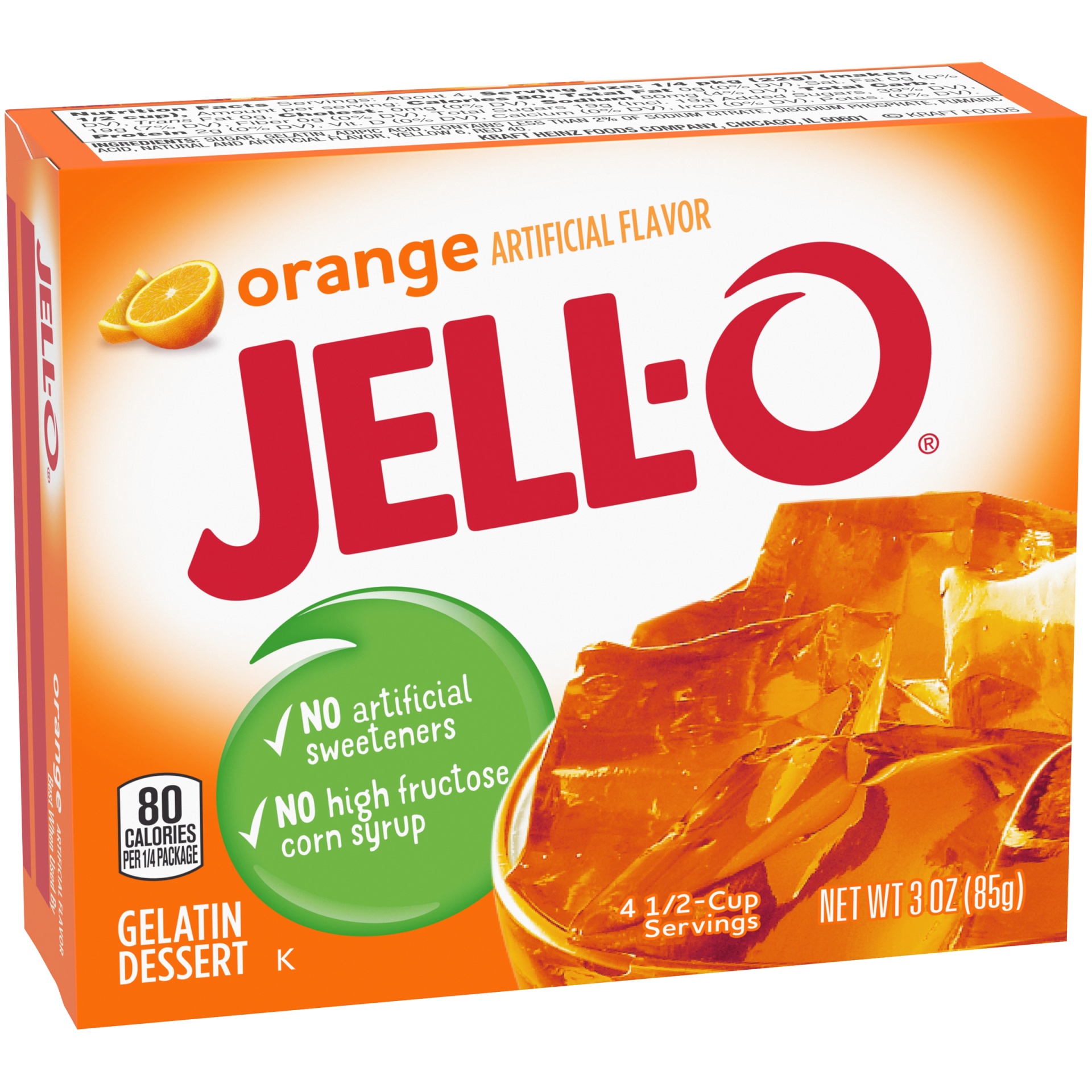 slide 7 of 11, Jell-O Orange Gelatin Dessert Mix, 3 oz