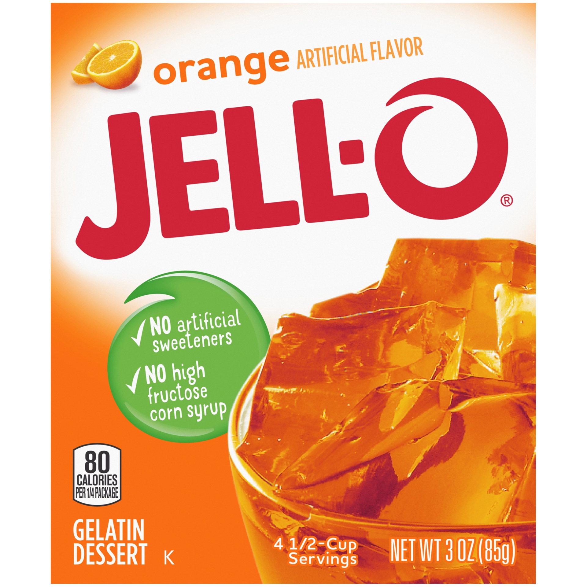 slide 9 of 11, Jell-O Orange Gelatin Dessert Mix, 3 oz