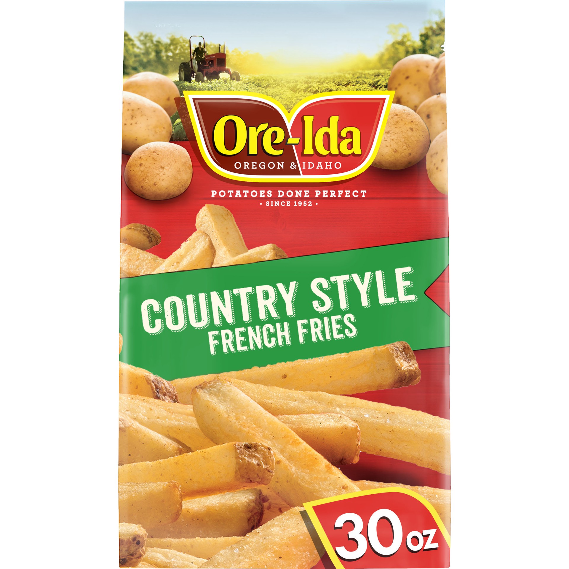 slide 1 of 5, Ore-Ida Country Style French Fries Seasoned Frozen Potatoes with Skins, 30 oz Bag, 30 oz