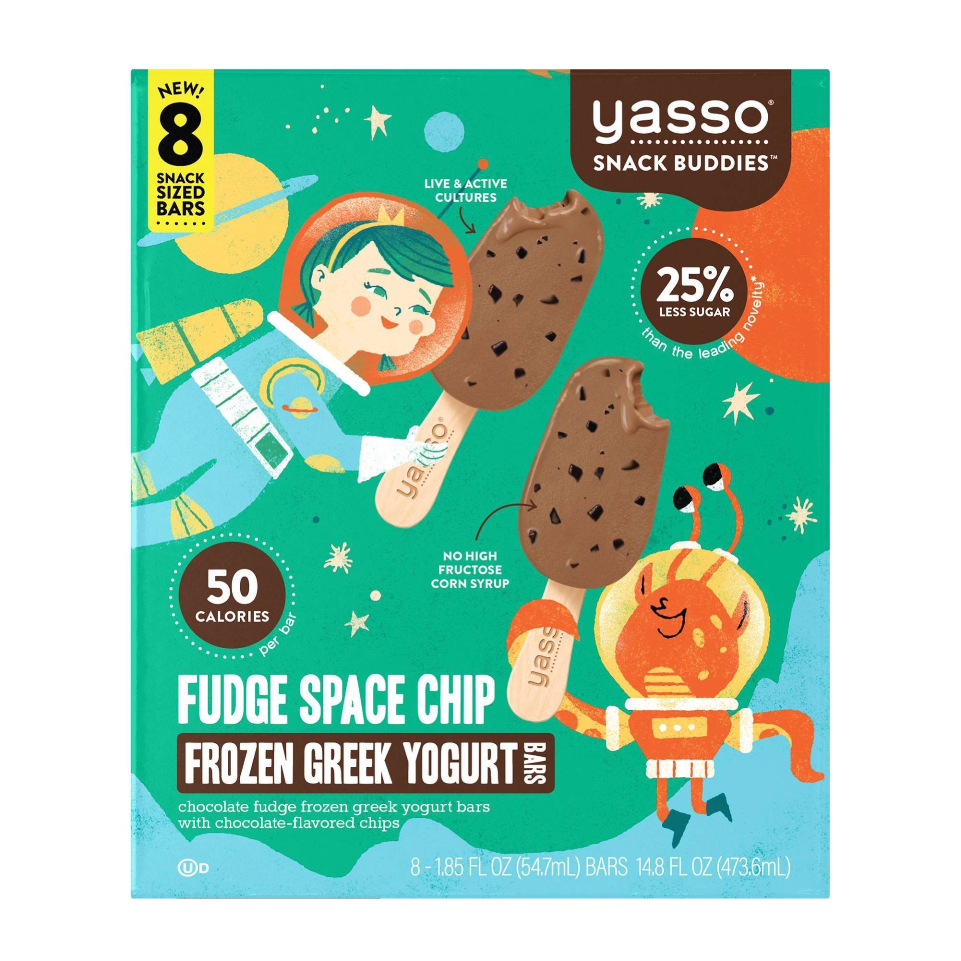 slide 1 of 6, Yasso Fudge Space Chip Frozen Greek Yogurt Bars, 8 ct