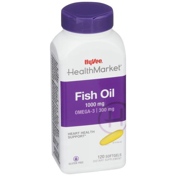 slide 1 of 1, Hy-Vee Healthmarket Fish Oil 1000mg - Omega-3 Softgels, 120 ct