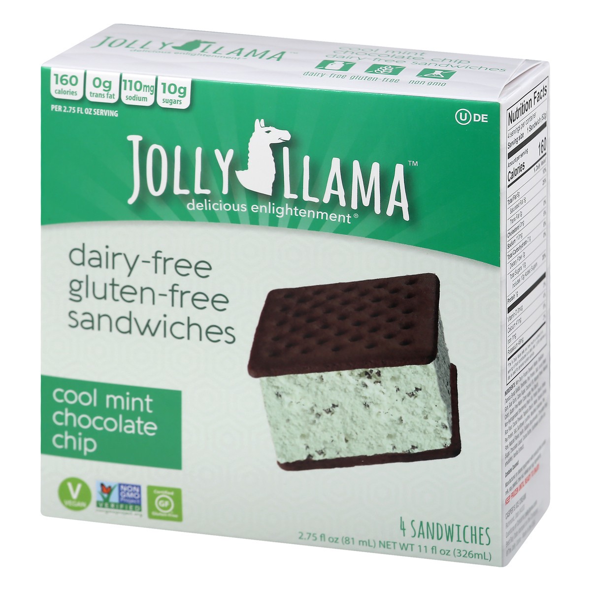 slide 2 of 13, Jolly Llama Sandwiches, Cool Mint Chocolate Chip, 4 ct