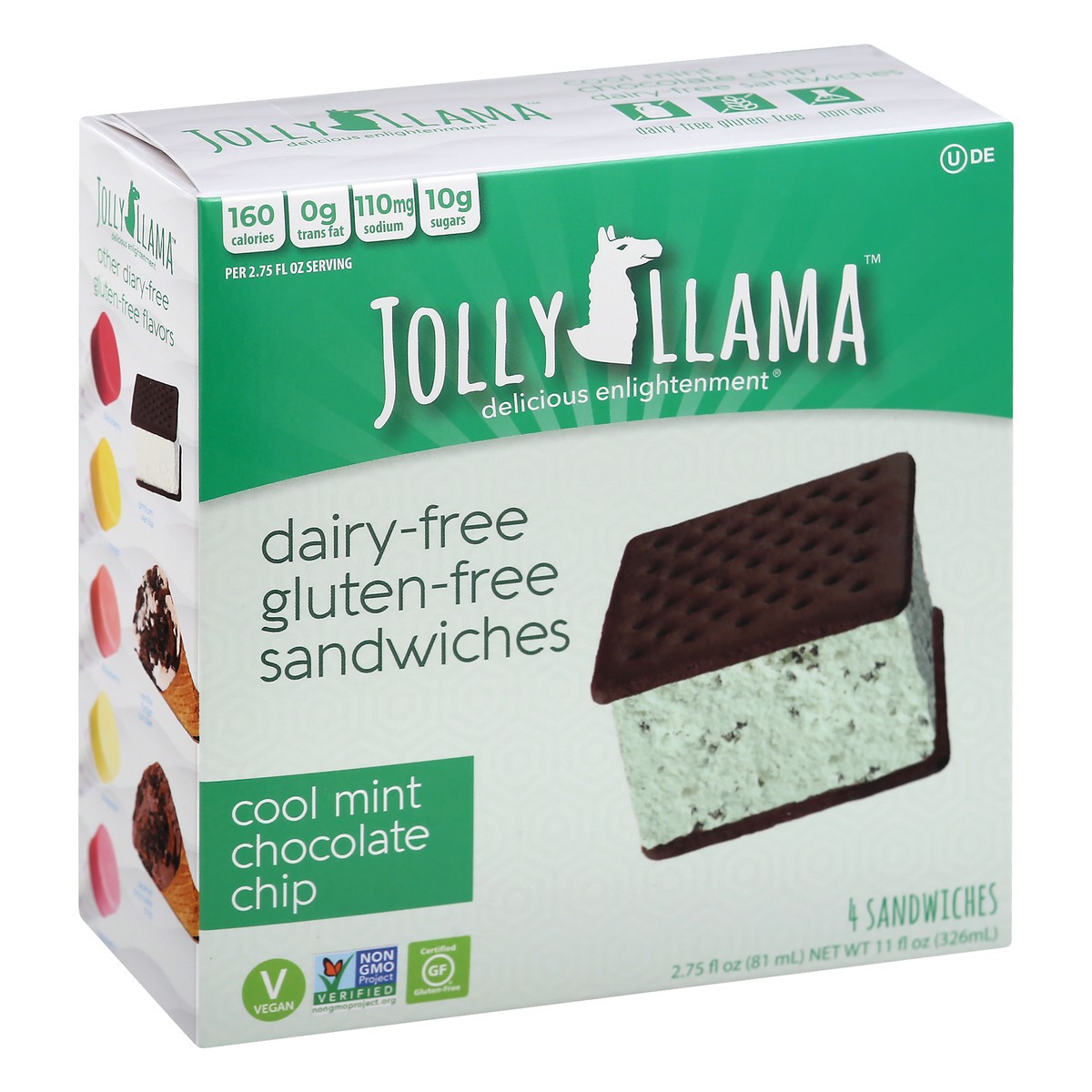 slide 11 of 13, Jolly Llama Sandwiches, Cool Mint Chocolate Chip, 4 ct
