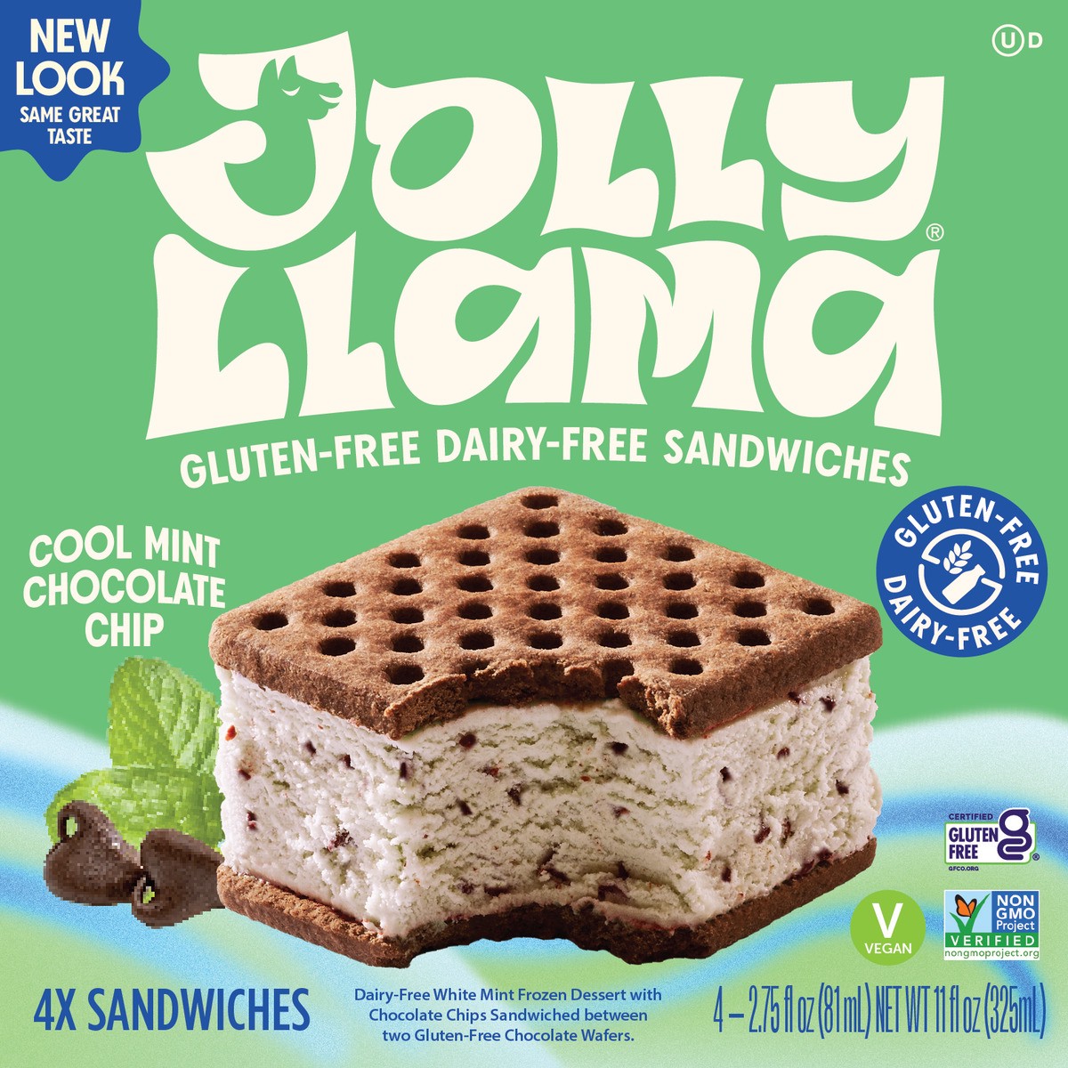 slide 4 of 13, Jolly Llama Sandwiches, Cool Mint Chocolate Chip, 4 ct