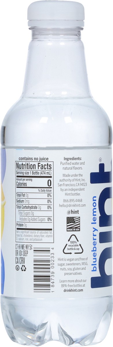 slide 9 of 9, Hint Blueberry Lemon Water 16 fl oz, 16 fl oz