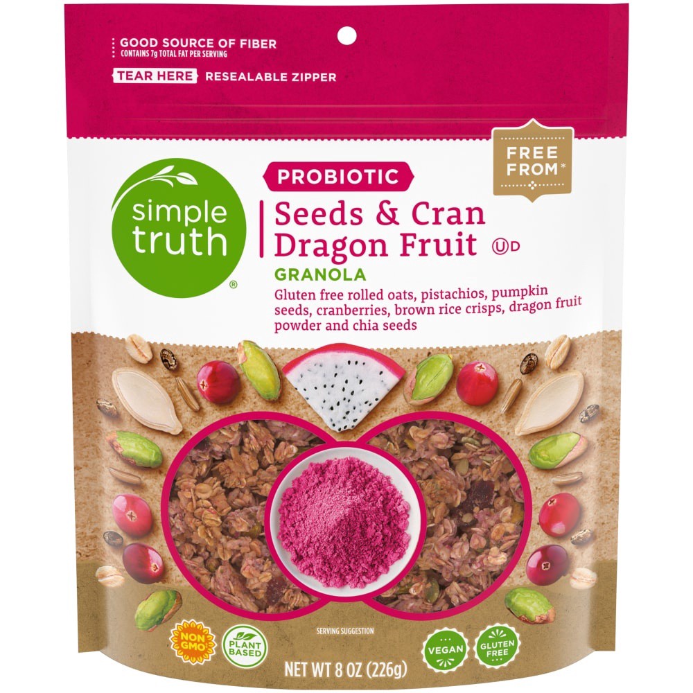 slide 1 of 4, Simple Truth Probiotic Seeds & Cran Dragon Fruit Granola, 8 oz