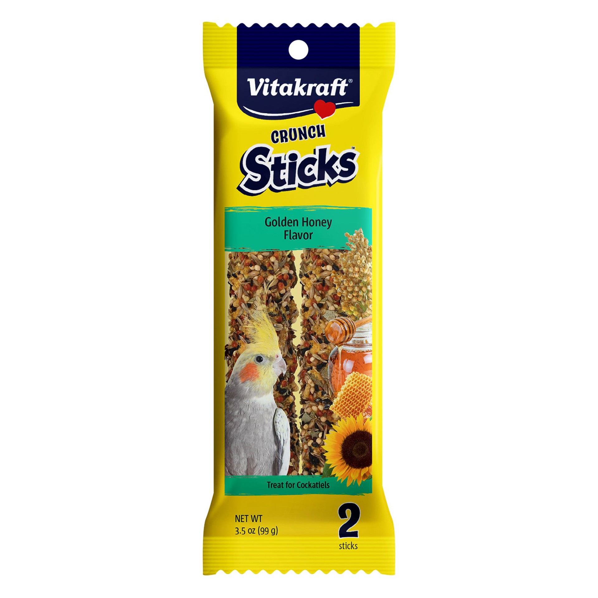 slide 1 of 1, Vitakraft Crunch Sticks Golden Honey Cockatiel Treat, 2 ct