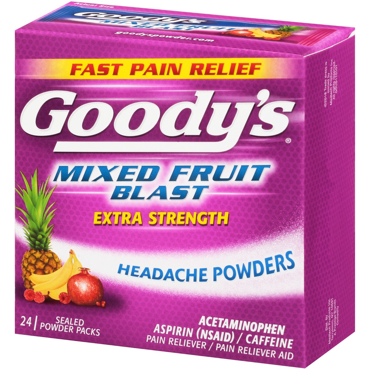 slide 3 of 10, Goody's Extra Strength Headache Powder, Mixed Fruit Blast Flavor, 24 Powder Sticks, 24 ct