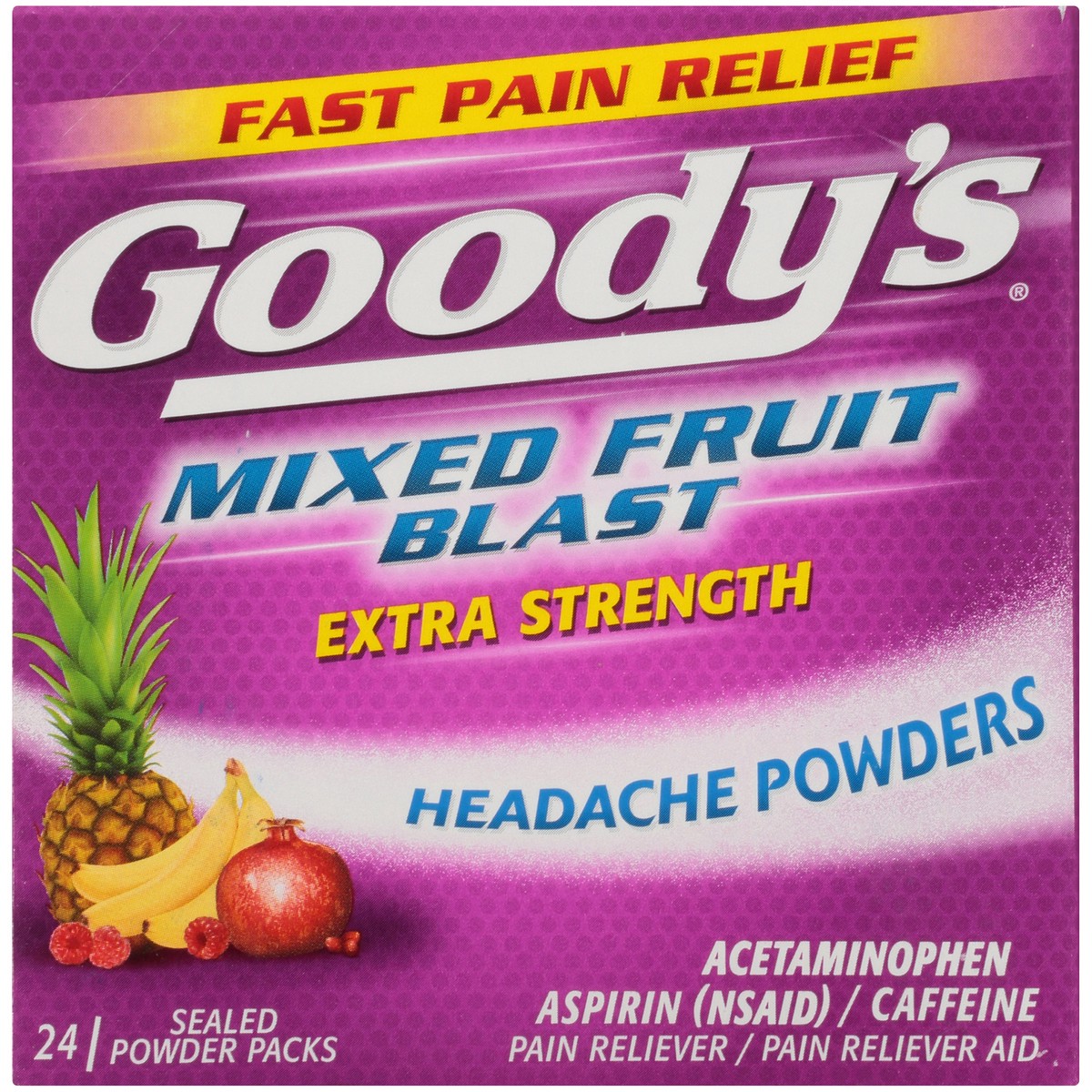 slide 4 of 10, Goody's Extra Strength Headache Powder, Mixed Fruit Blast Flavor, 24 Powder Sticks, 24 ct