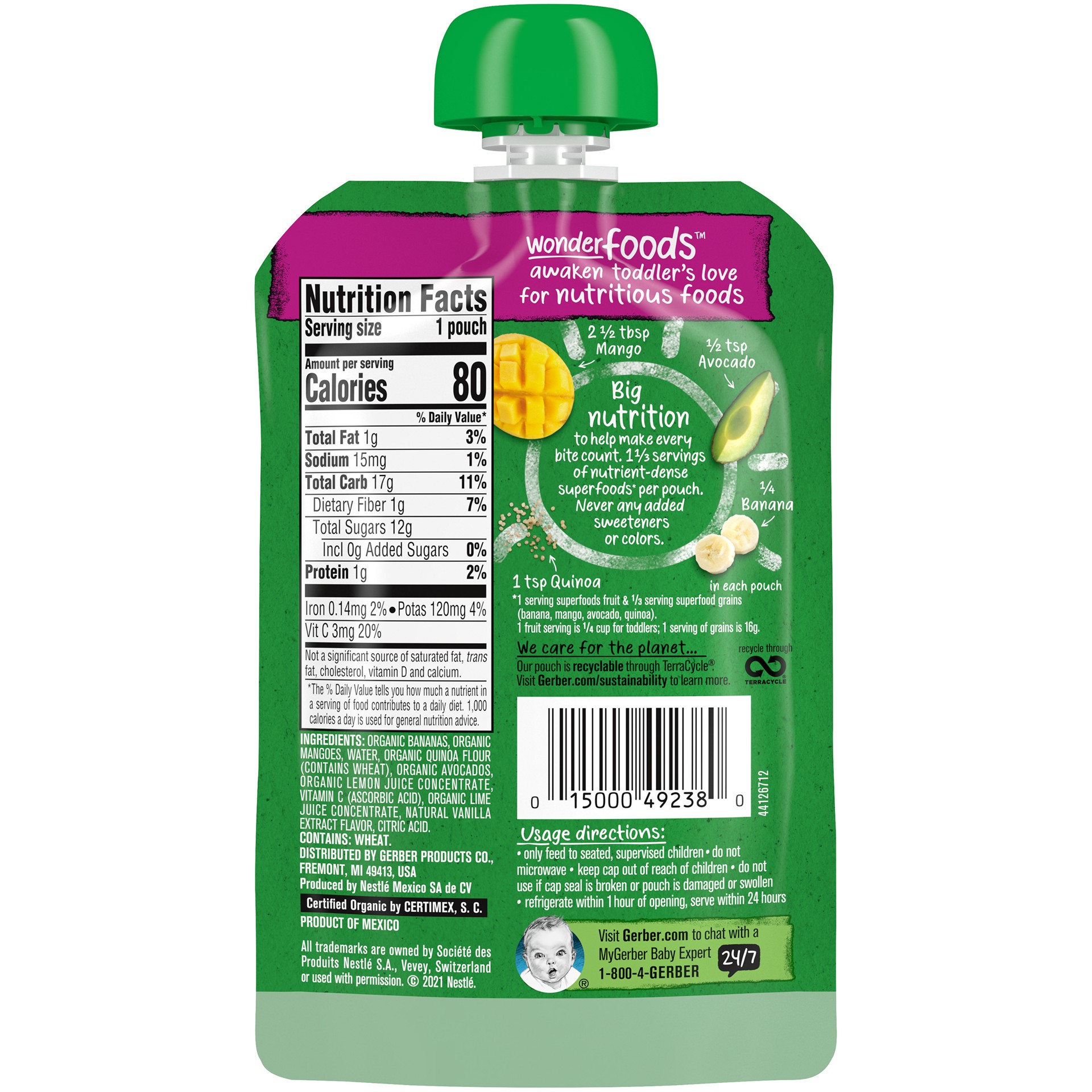 slide 2 of 5, Gerber Banana Toddler Organic Quinoa Pouch, 3.5 oz