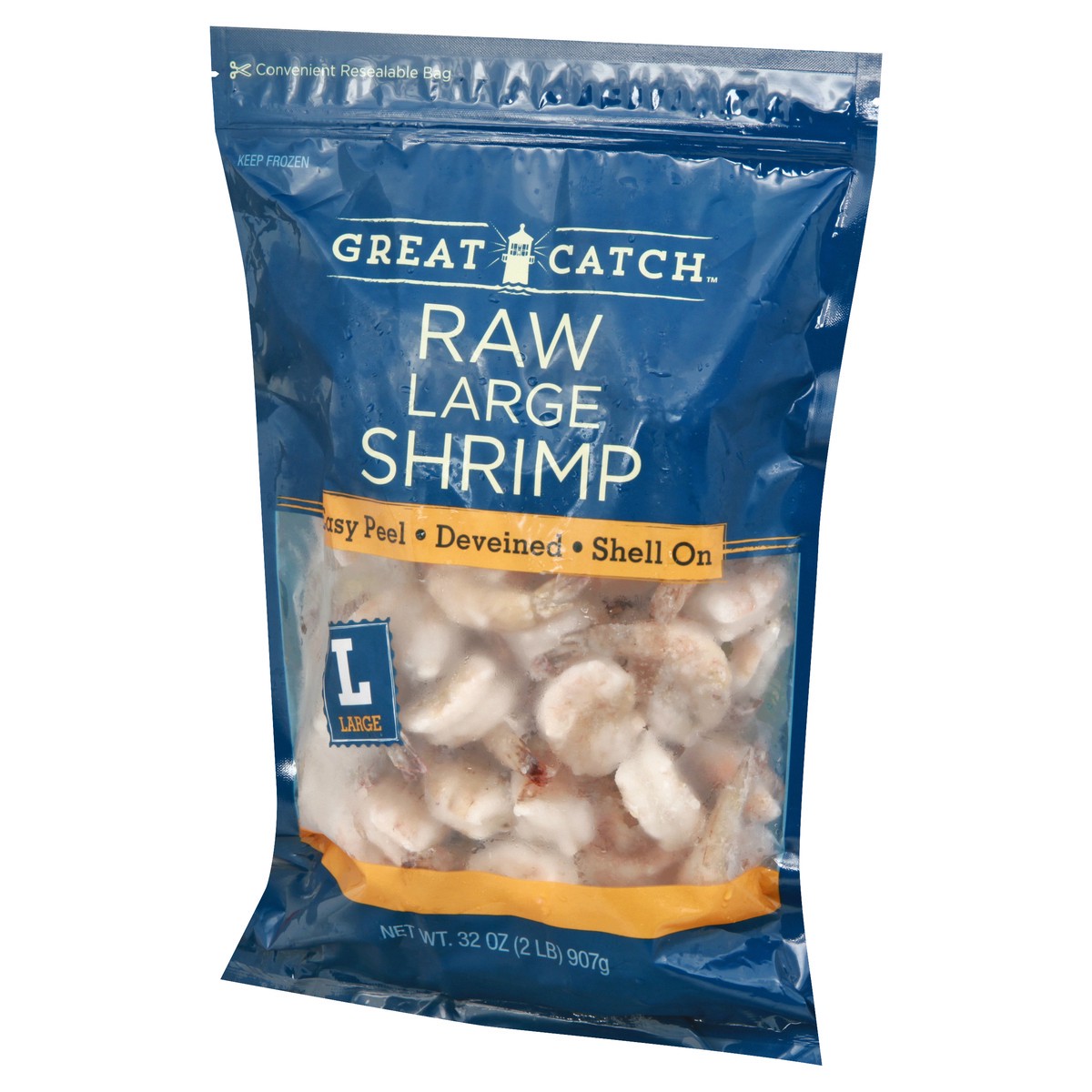 slide 3 of 9, Great Catch Raw Large Shrimp 32 oz, 32 oz