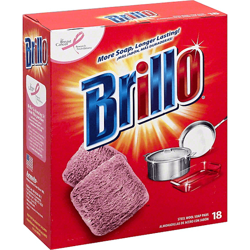 slide 2 of 2, Brillo Steel Wool Soap Pads Red, 18 ct