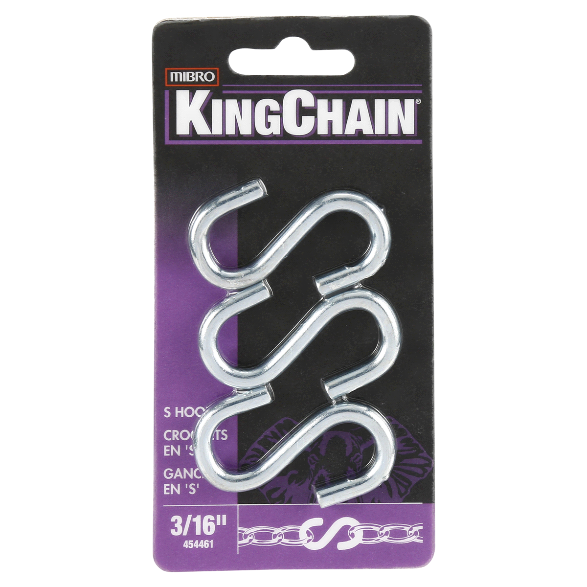 slide 1 of 1, KingChain 3/16 Steel S-Hooks, Zinc-Plated, 2 in