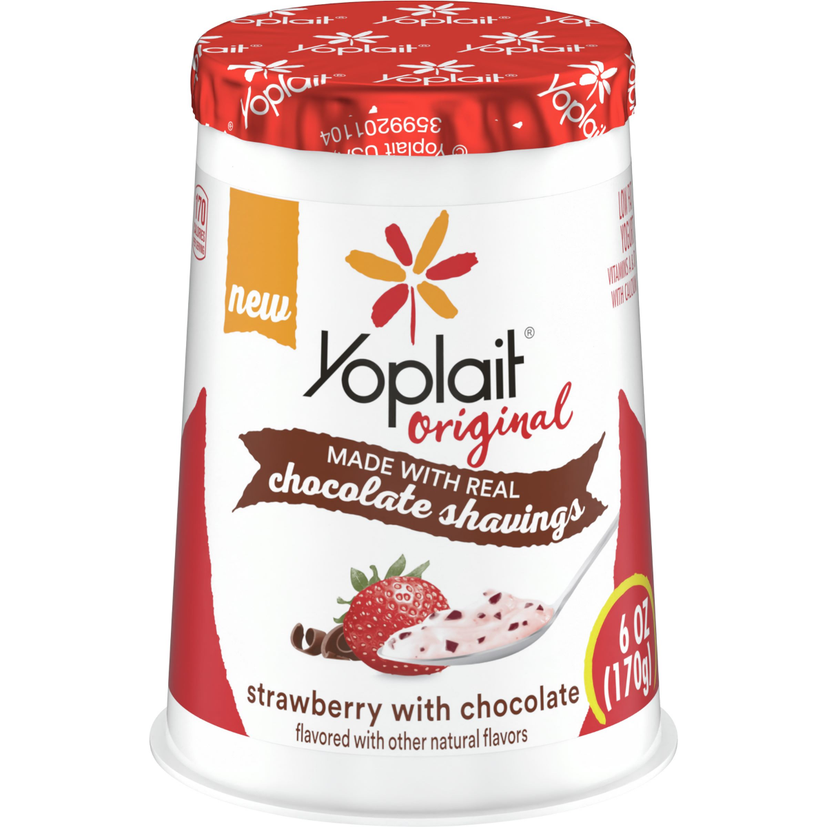 slide 1 of 1, Yoplait Original Strawberry with Chocolate Low Fat Yogurt, Strawberry Yogurt Snack, 6 oz Yogurt Cup, 6 oz