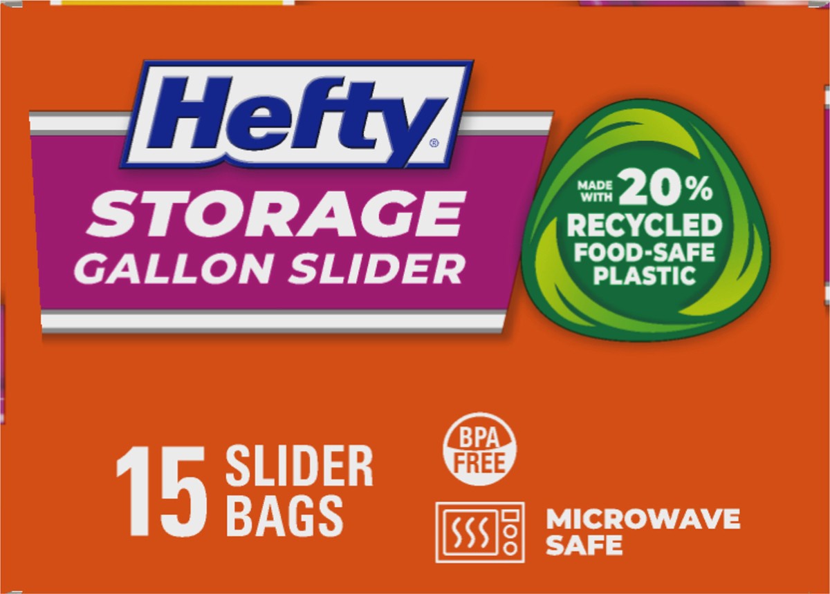 slide 4 of 9, Hefty Gallon Storage Slider Bags 15 ea, 15 ct
