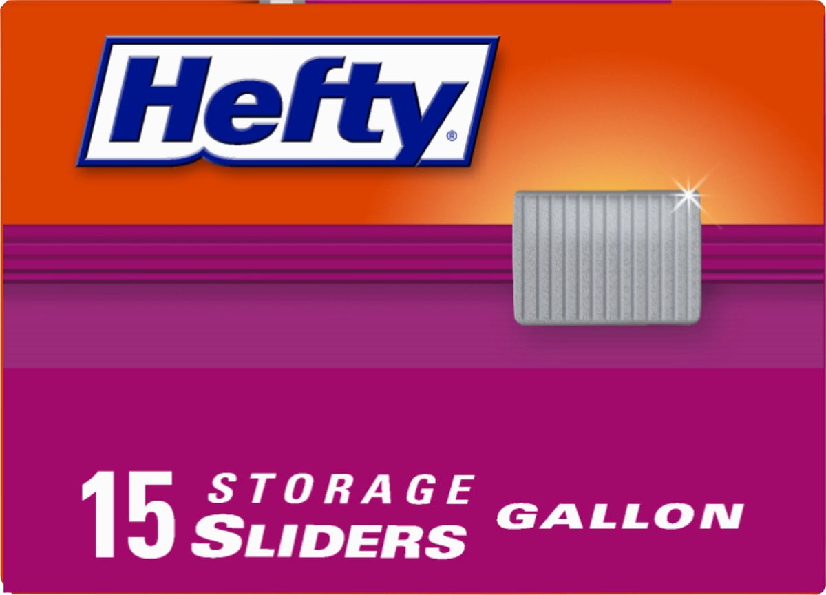 slide 4 of 9, Hefty Gallon Storage Slider Bags, 15 ct