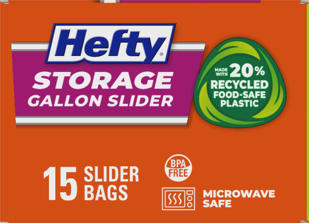 slide 9 of 9, Hefty Gallon Storage Slider Bags 15 ea, 15 ct