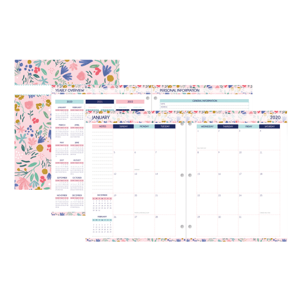 slide 1 of 4, Office Depot Brand Monthly Planner, 8-1/4'' X 10-1/4'', Flowers, January To December 2020, 1 ct