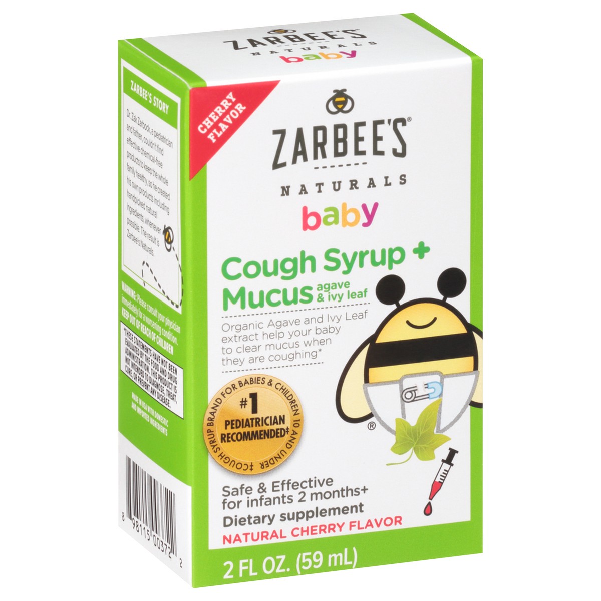 slide 2 of 9, Zarbee's Naturals Naturals Baby Natural Cherry Flavor Cough Syrup + Mucus 2 fl oz Box, 2 fl oz