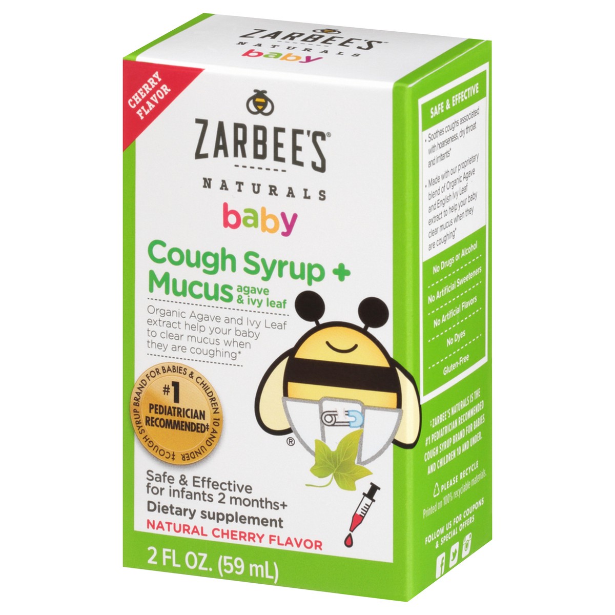 slide 3 of 9, Zarbee's Naturals Naturals Baby Natural Cherry Flavor Cough Syrup + Mucus 2 fl oz Box, 2 fl oz