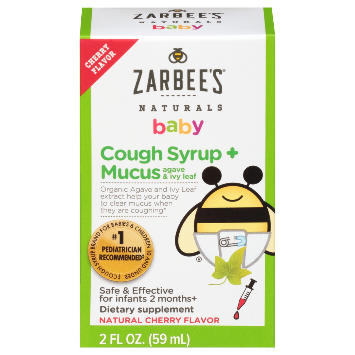 slide 1 of 9, Zarbee's Naturals Naturals Baby Natural Cherry Flavor Cough Syrup + Mucus 2 fl oz Box, 2 fl oz