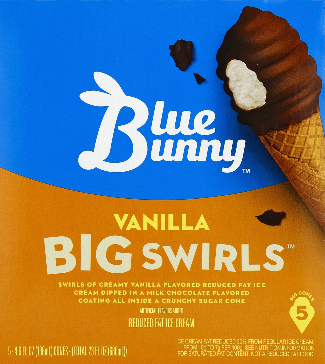 slide 3 of 4, Blue Bunny Ice Cream Cones, Vanilla, Big, 5 ct