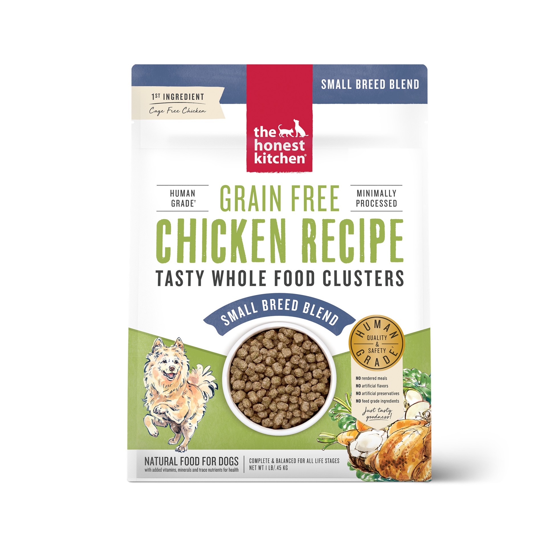 slide 1 of 8, The Honest Kitchen Whole Food Clusters Small Breed Grain Free Chicken Dry Dog Food, 1 lb., 1 lb
