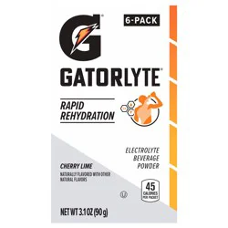Gatorade Electrolyte Beverage Powder, Cherry Lime, Rapid Rehydration, 6 Pack