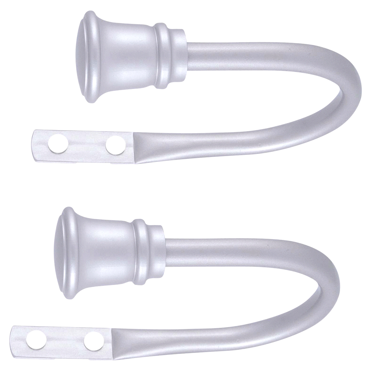 slide 1 of 13, Kenney Trumpet Holdbacks for Curtains and Drapes, Satin Nickel, 2 ct