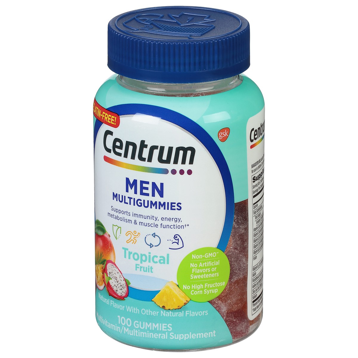 slide 7 of 9, Centrum Men MultiGummies Tropical Fruit, 100 ct