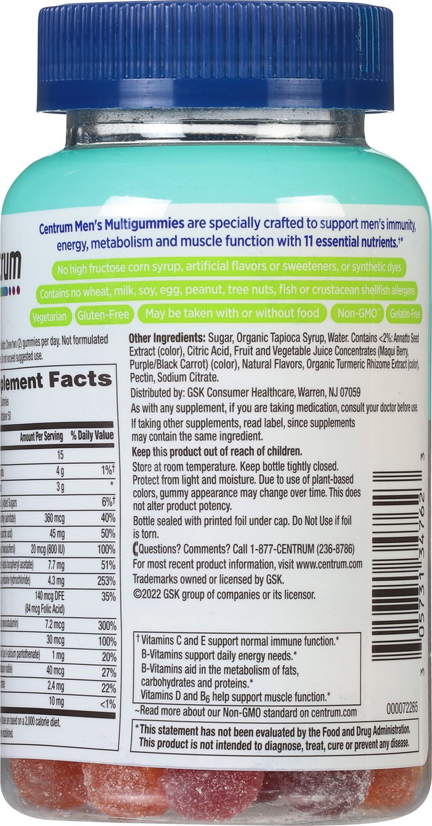 slide 9 of 9, Centrum Men MultiGummies Tropical Fruit, 100 ct