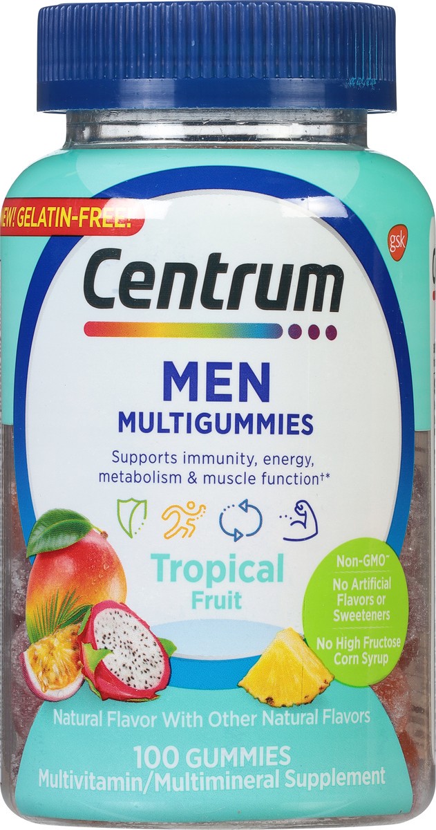 slide 8 of 9, Centrum Men MultiGummies Tropical Fruit, 100 ct