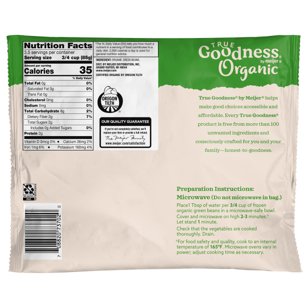 slide 4 of 5, True Goodness Organic Cut Green Beans, 10 oz