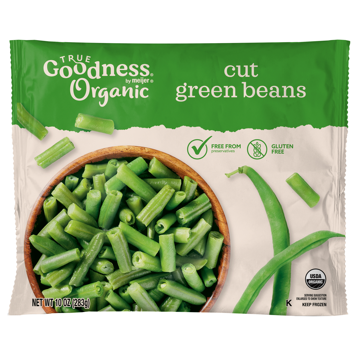 slide 1 of 5, True Goodness Organic Cut Green Beans, 10 oz