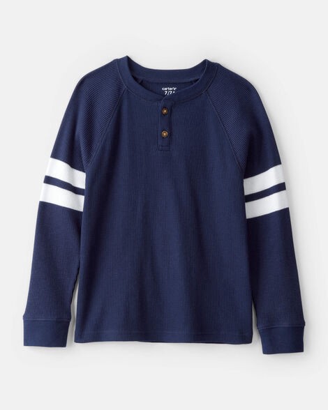 slide 1 of 2, Carter's Carters Boys Stripe Thermal Long-Sleeve Henley T-Shirt - Navy Navy 4, 1 ct