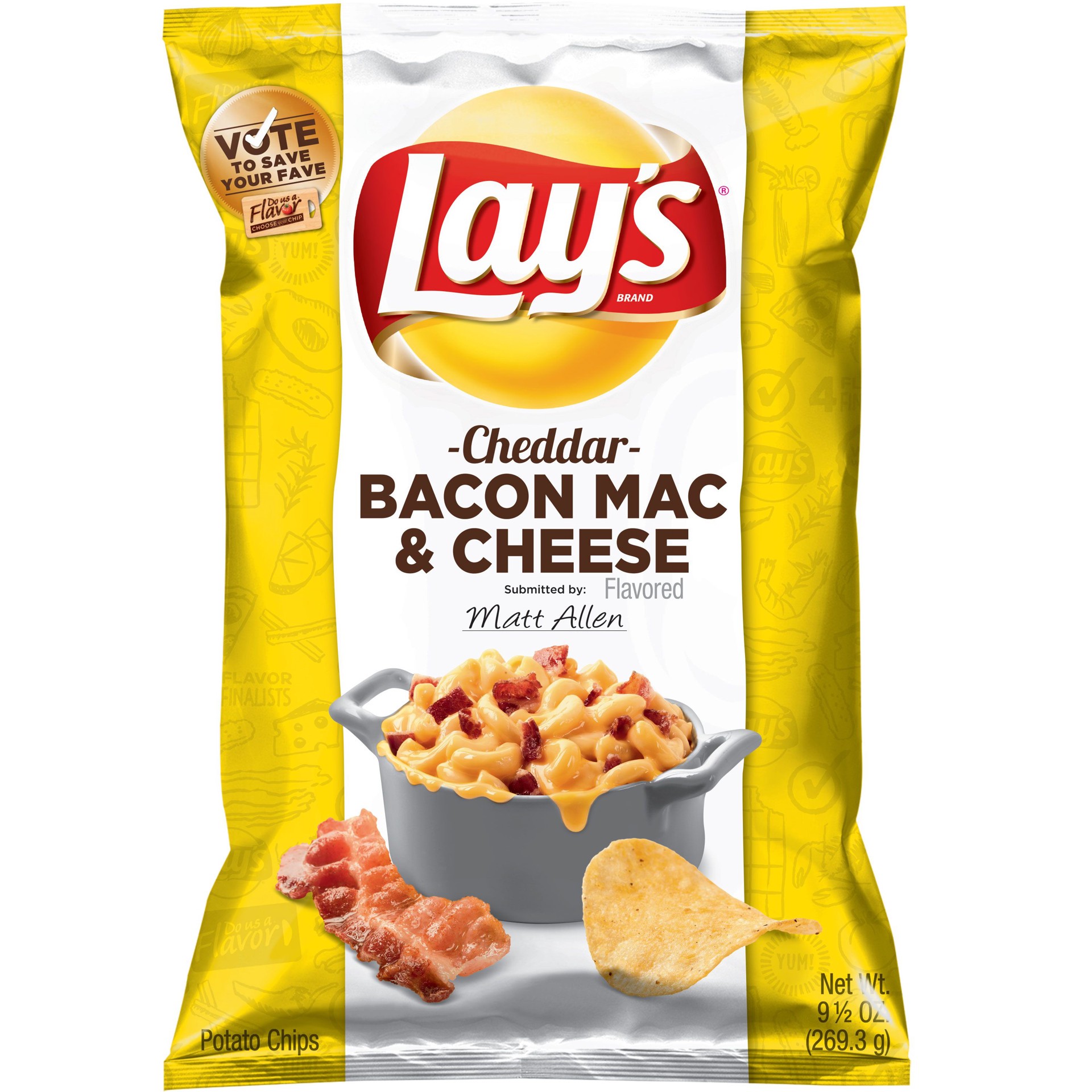 slide 1 of 2, Lay's Cheddar Bacon Mac & Cheese Potato Chips 9.5 Ounce, 9.5 oz