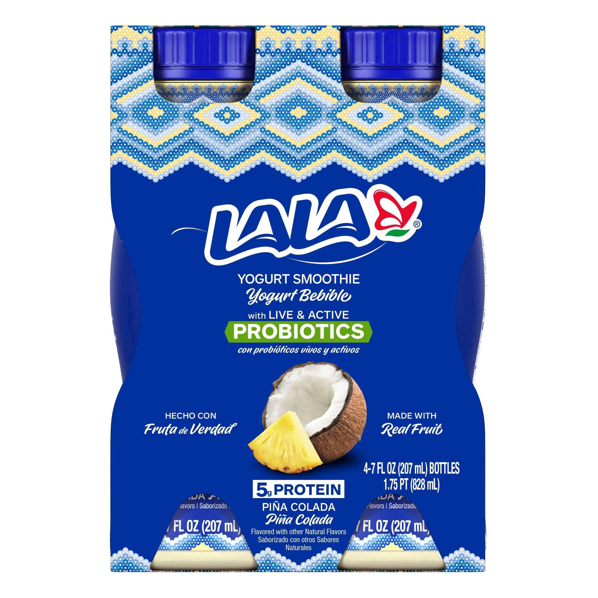 slide 10 of 36, LALA Pina Colada Flavored Probiotic Yogurt Smoothies, 4 ct; 7 fl oz