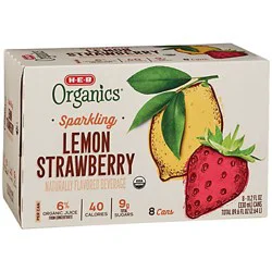 H-E-B Organics Lemon Strawberry Sparkling Beverage 8 pk Cans