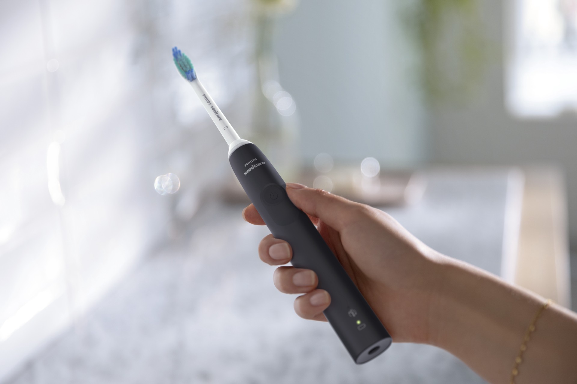 slide 2 of 5, Sonicare 3100 Power Toothbrush, Rechargeable Electric Toothbrush with Pressure Sensor, Black HX3681/04, 1 ct